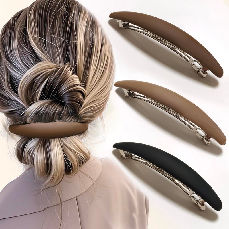 Markuii Large Hair Barrette 4 Inch No Slip Not Easy to Break French Matte Hair Clips for Women Thick to Thin Hair, 3 Pack - Image 1